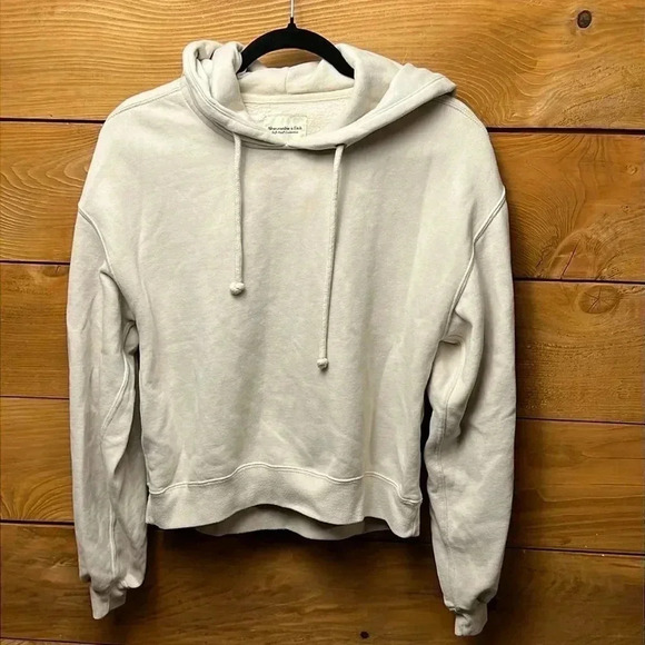 Womens Soft A&F‎ collection Small cream color hooded sweatshirt warm streetwear - Picture 1 of 9
